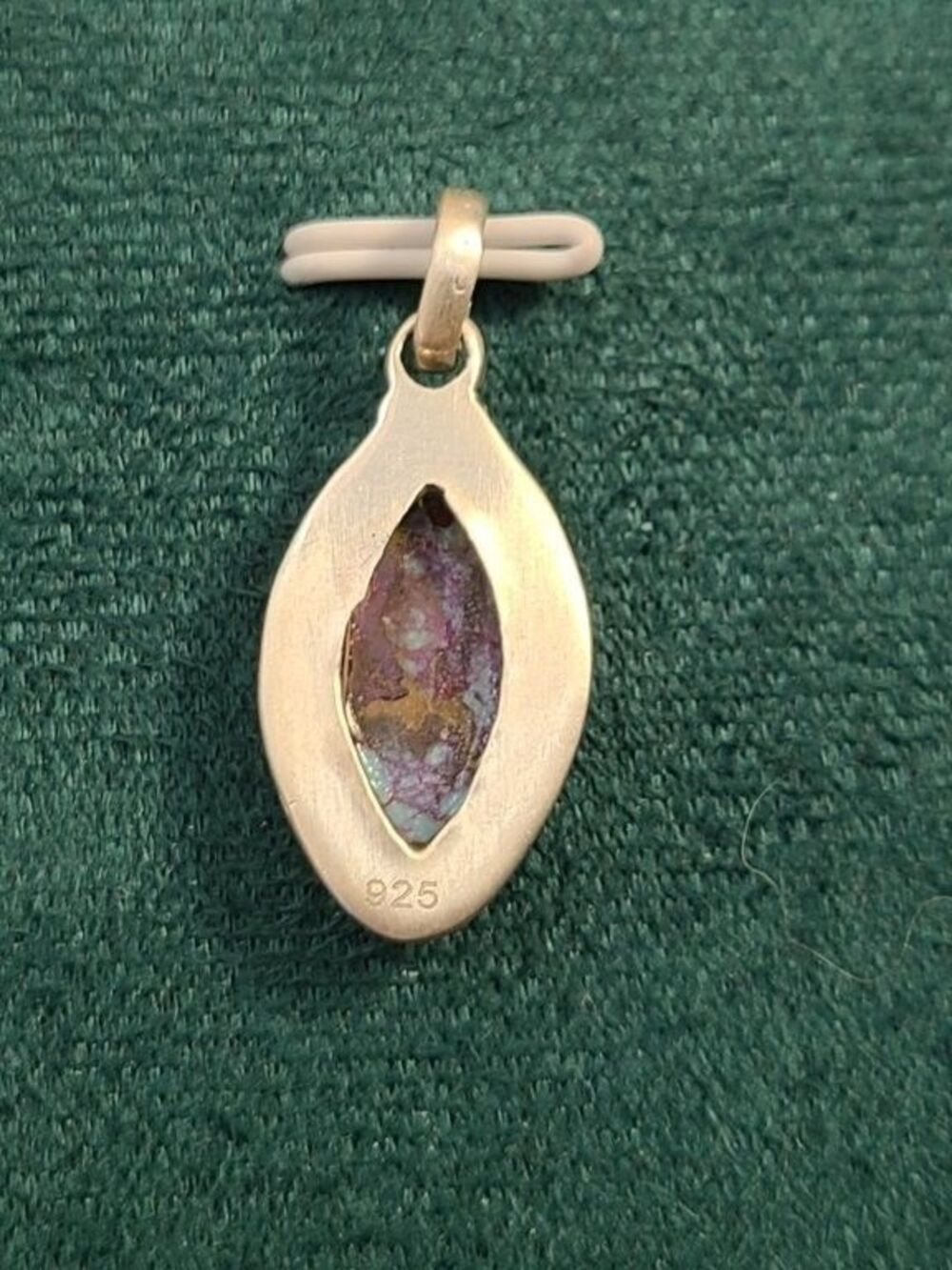 Purple Mohave Copper Turquoise Pendant 925 Sterling Silver Marquise 1.5" - Picture 2 of 4